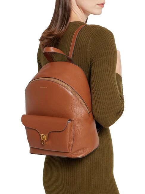 BEAT GENERATION Rucksack aus geh&auml;mmertem Leder Cognac - Damentaschen