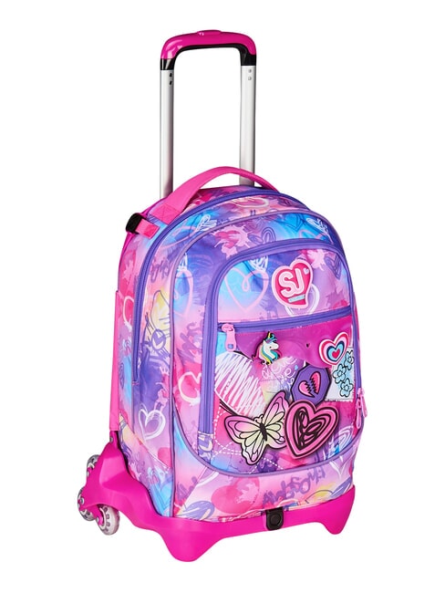 TINYPATCH GIRL 3-r&auml;driger Trolley-Rucksack, abnehmbar SCHWARZ GESTREIFTER WALD - Rucks&auml;cke mit Trolleyfunktion