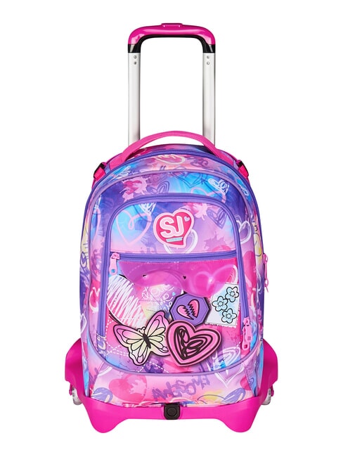 TINYPATCH GIRL 3-r&auml;driger Trolley-Rucksack, abnehmbar SCHWARZ GESTREIFTER WALD - Rucks&auml;cke mit Trolleyfunktion