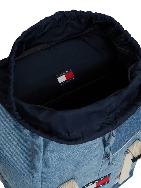 TJ DENIM PATCHWORK Rucksack mit mehreren F&auml;chern, aus Denim Jeansflicken - Rucks&auml;cke f&uuml;r Schule &amp; Freizeit