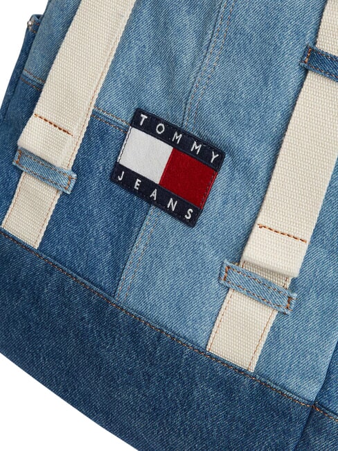 TJ DENIM PATCHWORK Rucksack mit mehreren F&auml;chern, aus Denim Jeansflicken - Rucks&auml;cke f&uuml;r Schule &amp; Freizeit