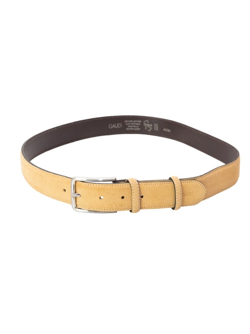 BASIC Lederg&uuml;rtel mit gepr&auml;gtem Logo BEIGE - G&uuml;rtel