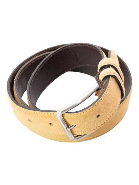 BASIC Lederg&uuml;rtel mit gepr&auml;gtem Logo BEIGE - G&uuml;rtel