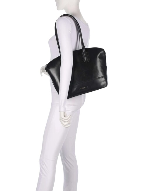 IOLANDA Leder-Schultertasche Schwarzes Gold - Damentaschen