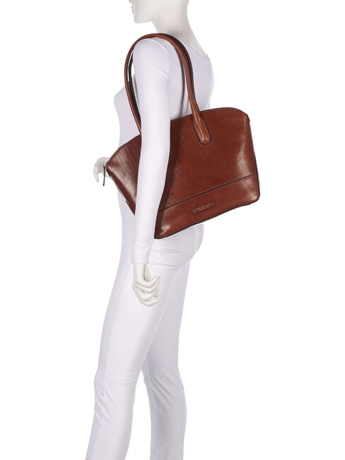 IOLANDA Leder-Schultertasche BRAUN - Damentaschen