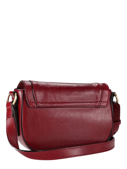 ILARIA Mini-Umh&auml;ngetasche aus Leder Johannisbeere / Gold - Damentaschen