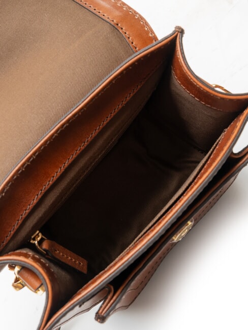 ELBA Ledertasche mit Schulterklappe BRAUN - Damentaschen