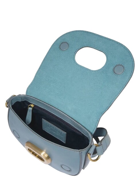 ILARIA Mini-Umh&auml;ngetasche aus Leder Himmelblau mit Gold abb - Damentaschen