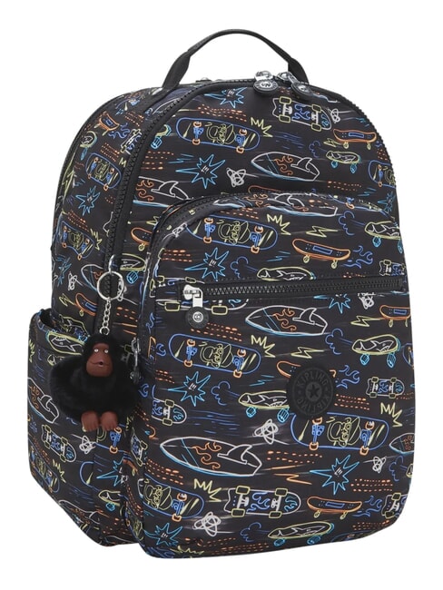 SEOUL COLLEGE BTS 15-Zoll-Laptop-Rucksack Neon-Skateboard - Rucks&auml;cke f&uuml;r Schule &amp; Freizeit