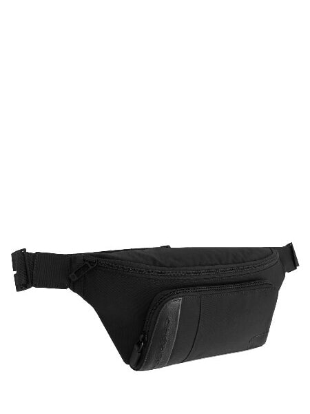 P16PLUS SPCIAL Bauchtasche aus recyceltem Stoff und Leder Schwarz - H&uuml;fttaschen