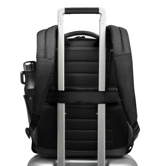 WOLLEM 14-Zoll-Laptop-Rucksack aus Ledermix Schwarz - PC-Rucks&auml;cke