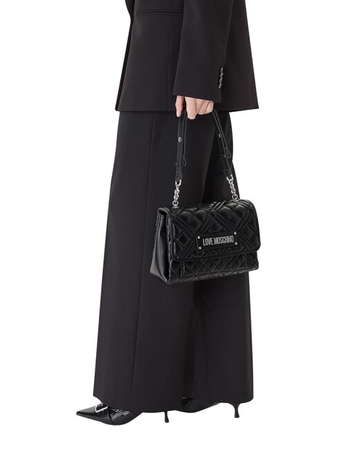 QUILTED Umh&auml;ngetasche Schwarz Schwarz - Damentaschen