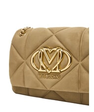 LOVE MOSCHINO EMBOSSED Kleine Schultertasche mit Kette Sand - Damentaschen - 5