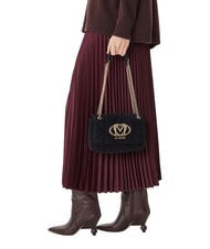 LOVE MOSCHINO EMBOSSED Kleine Schultertasche mit Kette Schwarz - Damentaschen - 2