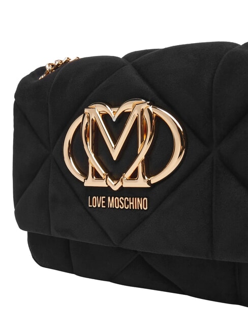 EMBOSSED Kleine Schultertasche mit Kette Schwarz - Damentaschen