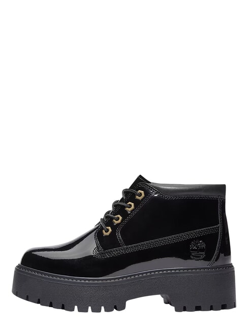 STONE STREET Wasserdichter Lederstiefeletten schwarzes Lackleder - Damenschuhe