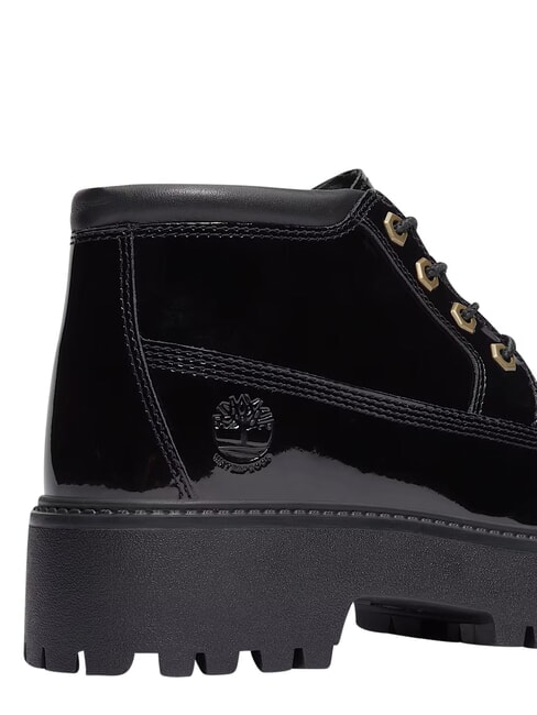 STONE STREET Wasserdichter Lederstiefeletten schwarzes Lackleder - Damenschuhe