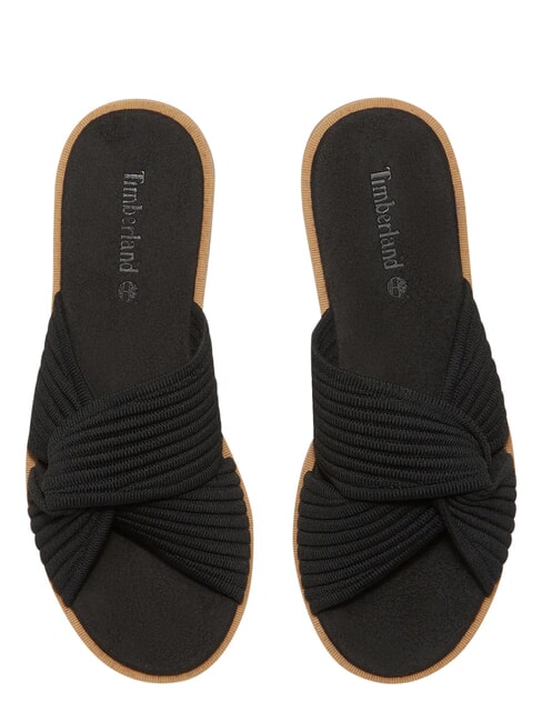 CALISTA BAY Sandalen aus Ledermix schwarzer Strick - Damenschuhe