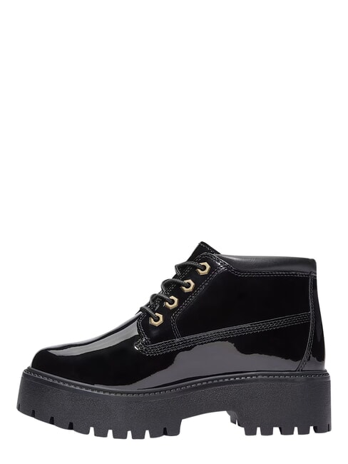 STONE STREET Wasserdichter Lederstiefeletten schwarzes Lackleder - Damenschuhe