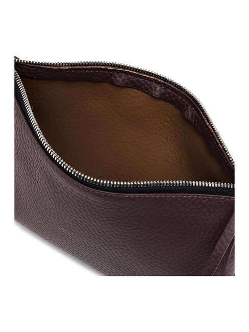 HERMY Lederclutch mit Schulterriemen Pflaumenbiber - Damentaschen