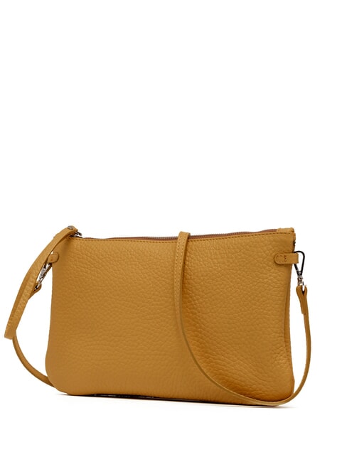 HERMY Lederclutch mit Schulterriemen goldener Bernstein-Biber - Damentaschen