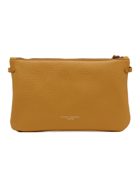 HERMY Lederclutch mit Schulterriemen goldener Bernstein-Biber - Damentaschen