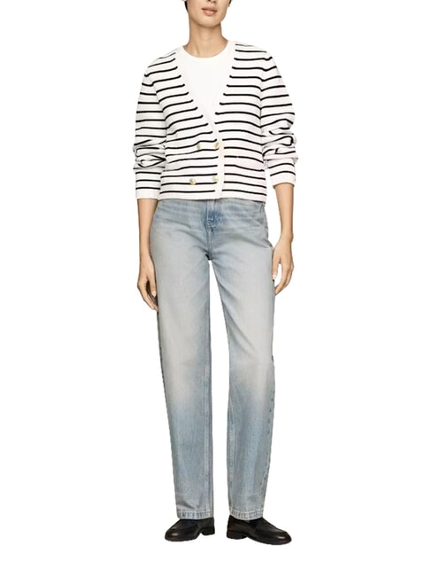 TH Strickjacke aus Baumwolle, lange &Auml;rmel Breton STP/ Elfenbeinbl&uuml;tenblatt/ W&uuml;stenhimmel - Damenpullover