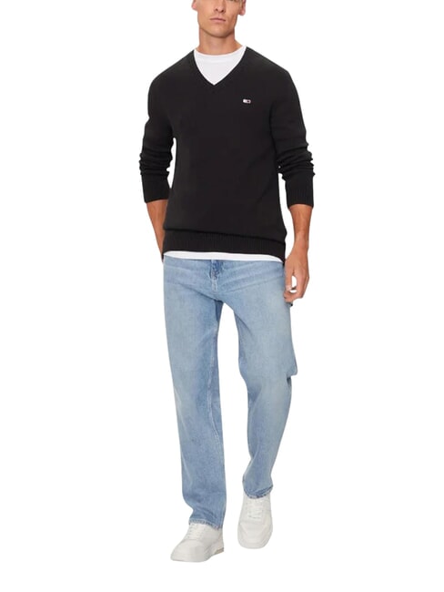 TH JEANS  Baumwollpullover mit V-Ausschnitt Schwarz - Herrenpullover
