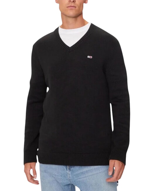 TH JEANS  Baumwollpullover mit V-Ausschnitt Schwarz - Herrenpullover