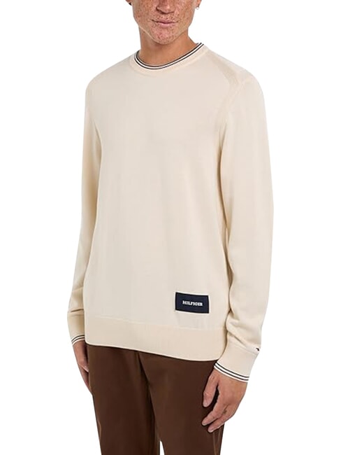 TH Rundhals-Baumwollpullover altes Wei&szlig; - Herrenpullover