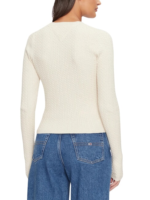 TH JEANS Lang&auml;rmelige Strickjacke uralte wei&szlig;e Melange - Damenpullover