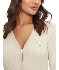 TOMMY HILFIGER TH JEANS Lang&auml;rmelige Strickjacke uralte wei&szlig;e Melange - Damenpullover - 4