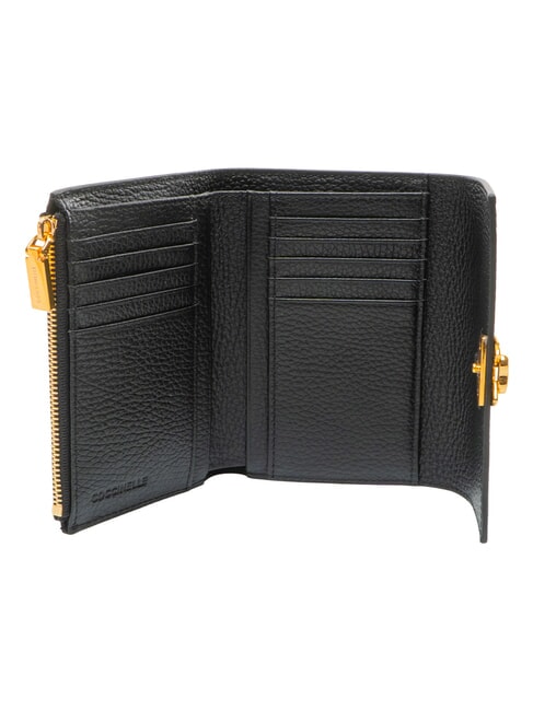 BINXIE Geldb&ouml;rse mit M&uuml;nzfach, aus Leder Schwarz - Brieftaschen Damen