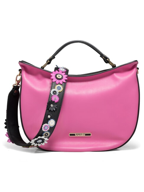 JASMINE  Handtasche, mit Schultergurt, aus Leder Fuchsia/Schwarz - Damentaschen