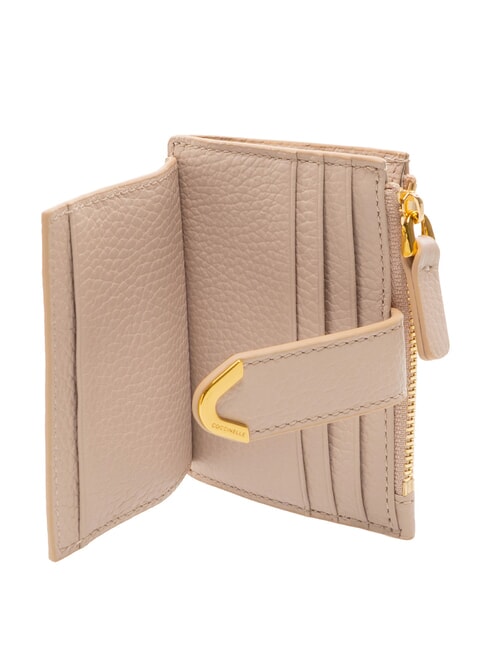 DEW Kartenetui aus Leder mit M&uuml;nzfach Rosetten - Brieftaschen Damen