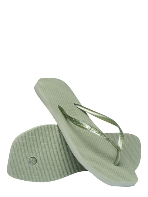 SLIM SQUARE Flip-Flops mit quadratischer Zehenpartie Rauchgr&uuml;n - Damenschuhe