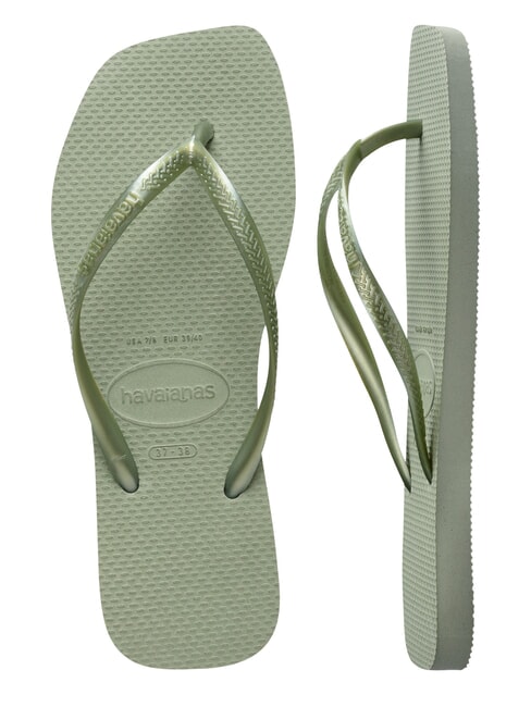 SLIM SQUARE Flip-Flops mit quadratischer Zehenpartie Rauchgr&uuml;n - Damenschuhe