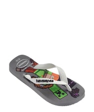HAVAIANAS MINECRAFT Flip-Flops Stahlgrau/Wei&szlig; - Kinderschuhe - 3
