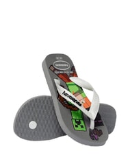 HAVAIANAS MINECRAFT Flip-Flops Stahlgrau/Wei&szlig; - Kinderschuhe - 4