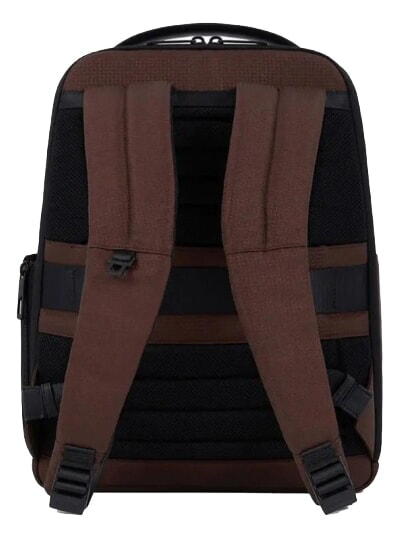 WOLLEM Rucksack aus Leder und Stoff, 14-Zoll-Laptophalter BRAUN - PC-Rucks&auml;cke