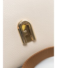 FURLA GARDENIA Kameratasche aus Leder mit Keria-Print Perlmutt- und Cognact&ouml;ne - Damentaschen - 4