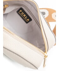 FURLA GARDENIA Kameratasche aus Leder mit Keria-Print Perlmutt- und Cognact&ouml;ne - Damentaschen - 6