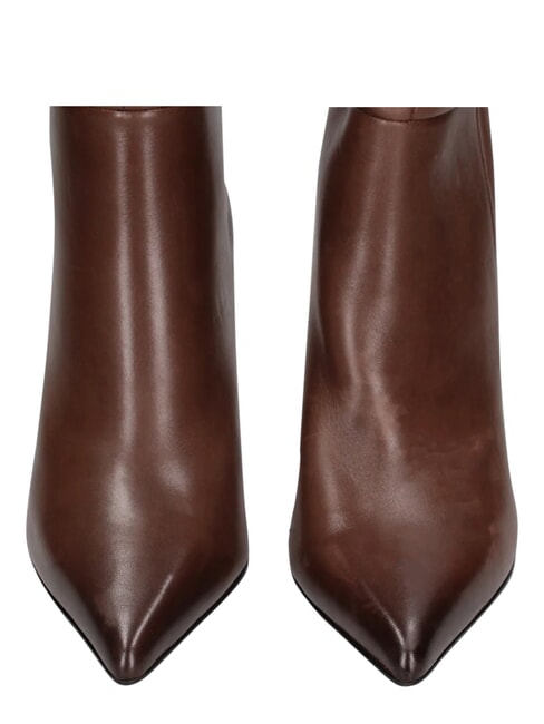 ME25 Hoher Stiefel aus Leder, 9 cm Absatz dunkelbraun - Damenschuhe