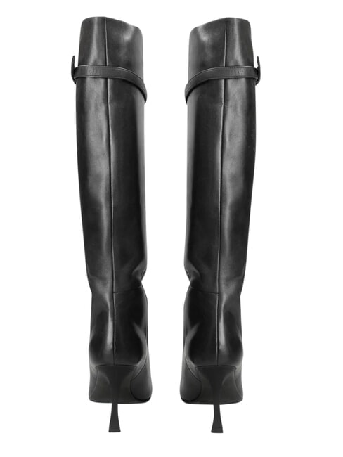 ME25 Hoher Stiefel aus Leder, 9 cm Absatz Schwarz - Damenschuhe