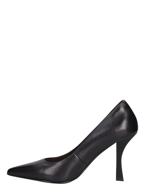 ME25 9 cm hoher Dekollet&eacute;-Absatz aus Leder Schwarz - Damenschuhe
