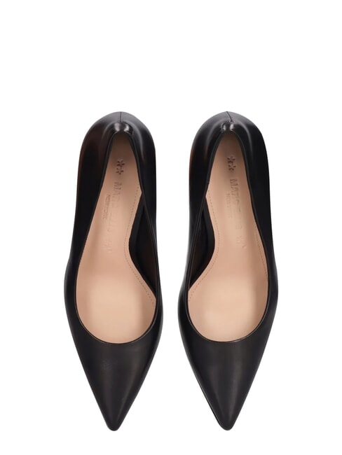 ME25 9 cm hoher Dekollet&eacute;-Absatz aus Leder Schwarz - Damenschuhe