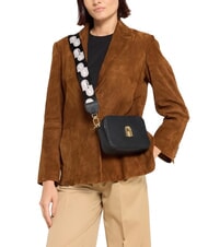 FURLA GARDENIA Kameratasche aus Leder mit Keria-Print Schwarz+Eist&ouml;ne - Damentaschen - 7