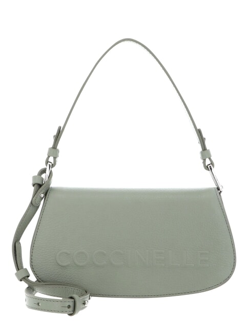 MYRTHA MAXI LOG Schultertasche aus Leder mit Schulterriemen Gr&uuml;n - Damentaschen