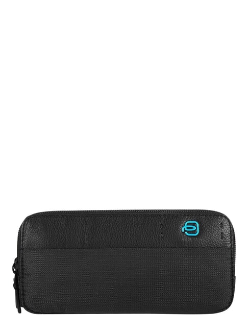 P16 Federm&auml;ppchen mit drei Rei&szlig;verschl&uuml;ssen, Ledermix CHEVRON / SCHWARZ - Etuitaschen &amp; Necessaire