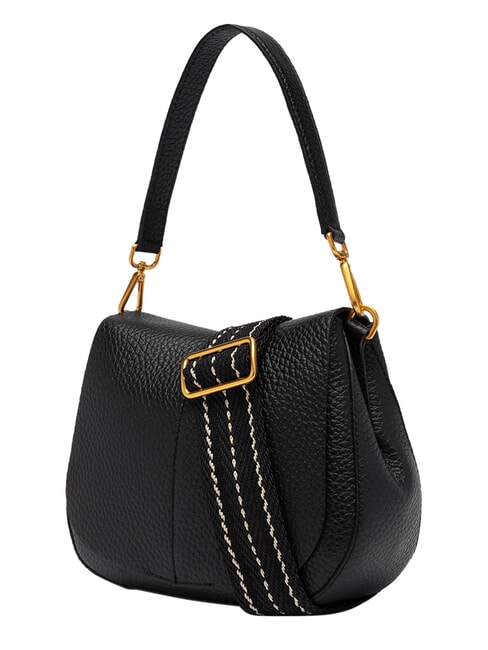 HELENA ROUND Schultertasche mit Schulterriemen aus Leder Schwarz - Damentaschen